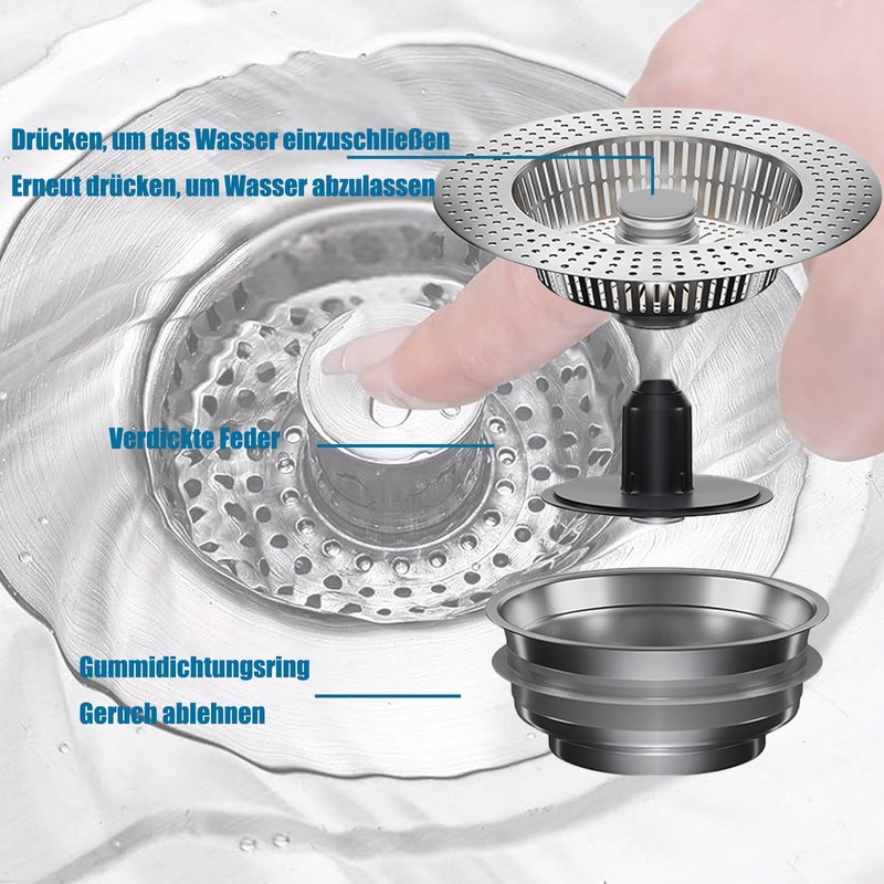 Sink Strainer, Kitchen Sink, Sink Strainer, Suitable for Sink Bore