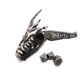 2025 Dragon Necklace for DND Dice Set, 7-in-1 Dragon Metallic D&D Dice with Gift Case for Dungeons and Dragon Game, RPG Role Playing Table Game Gifts (Silver)