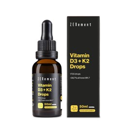 Vitamin D3 + K2 Drops - Premium Ingredients K2VITAL® MK-7 All-Trans 99.7% and Natural D3 from Lanolin - for Bones and Immune System - 1700 Drops (50ml) - Zenement