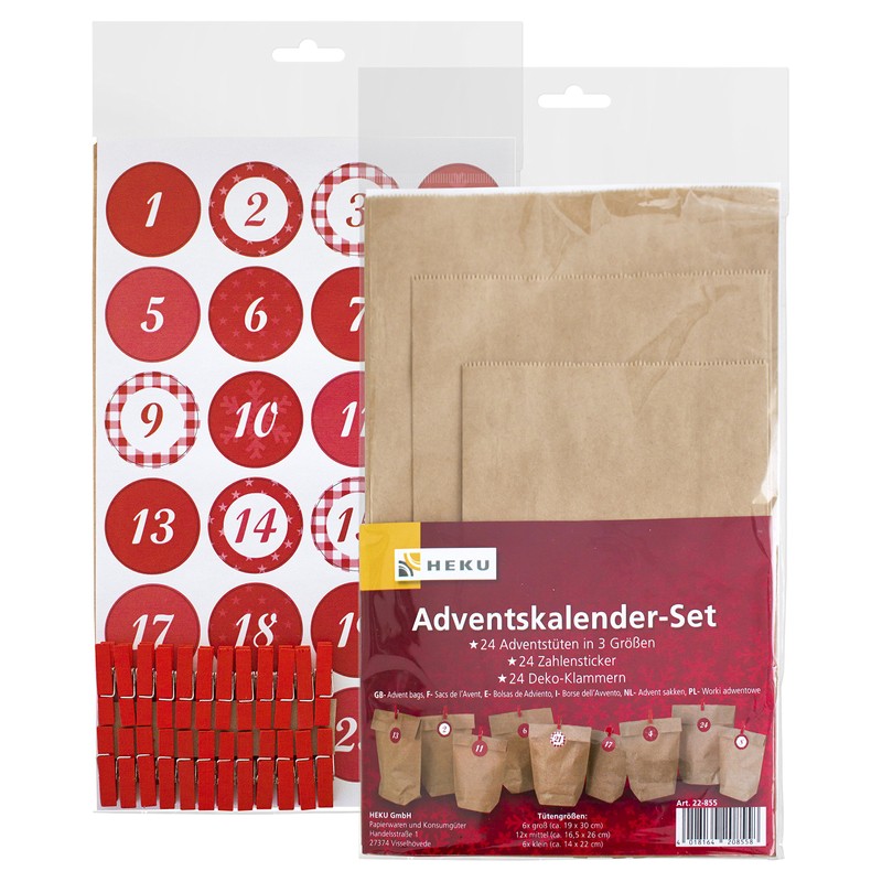 HEKU Advent Calendar Set Consisting of 24 Advent Bags in