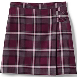 Lands' End Uniform Plaid Aline Skirt Below The Knee Burgundy/Gray Plaid Kids Slim 8