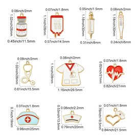 Stiesy 40 Pcs 20 Styles Medical Theme Enamel Charms Nurse Cap Stethoscope Heartbeat Pendants Charm Metal Bracelet Charms for Jewelry Making Crafting DIY Necklace Earring Presents