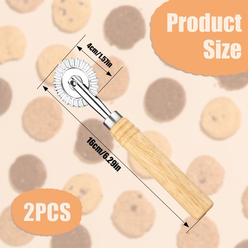 Pastry Cutter, Pastry Cutter, Roller with Wooden Handle, Dough Cutter