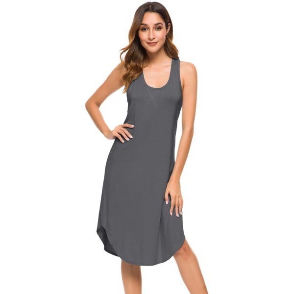 WiWi Womens Soft Pajamas Sleeveless Racerback Nightgown Full Slips Sleepshirts