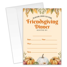 XZMBQ Friendsgiving Dinner Invitations - 20 Invitation Cards 4"x6" with 20 Envelopes - Friendsgiving Turkey Day Dinner Invitations for Thanksgiving, Autumn/Fall.(059)