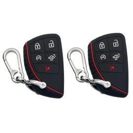 Vruwcey 2 PCS Key Fob Cover for Chevy Accessories 5 Buttons Key Fob Case for Chevy Silverado 1500 Sierra 1500, 2024 2025 Silverado Sierra 2500HD 3500HD Silicone Protector (Black Black)