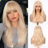 HAIRCUBE Pelucas para mujer, peluca rubia clara mixta con flequillo,