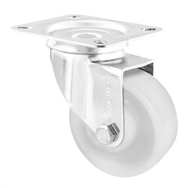 WAGNER 04658001 Swivel Castor / Furniture Castor Diameter 80 mm, Height 105 mm, Galvanised Steel, White, Screw-On Plate 85 x 105 mm, Load Capacity 50 kg