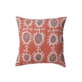Creative Co-Op Patterned Cotton Voile Pillow, Multicolor, Orange