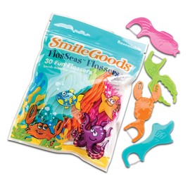 SmileGoods FlosSeas Flossers, 30 Flossers por paquete, caja a granel de 12 paquetes, 360 hilos en total