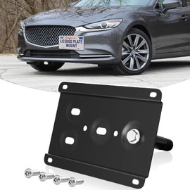 License Plate Holder Front Bracket No Drill Tow Hook Mount Anti-Theft License Plate Frame Compatible with Mazda 6 2014-2021, Mazda 3 2019-2025