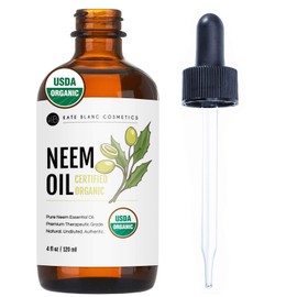Neem Oil (4oz) by Kate Blanc. USDA Certified Organic, Virgin, Cold Pressed, 100% Pure. Great for Hair, Skin, Nails, Acne and Plants. Natural Anti Aging Moisturizer