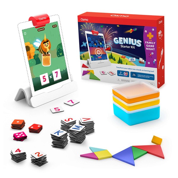 Osmo - Genius Starter Kit for iPad + Family Game Night - 7 Educational Learning Games for Spelling, Math & More - Ages 6-10 - STEM Toy iPad Base Included - 