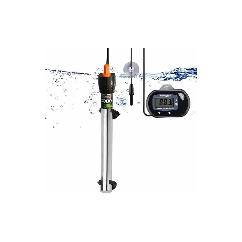 200w Termostato Acero Inox Y Termómetro Digital Para Acuario