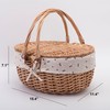 RURALITY Wicker Picnic Basket with Lid and Handle Sturdy Woven