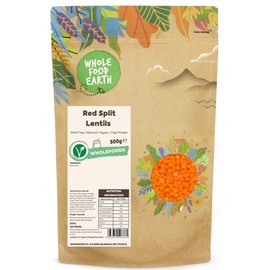 Wholefood Earth Red Split Lentils 500 g | GMO Free | Natural | High Protein