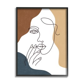 Stupell Female Portrait Line Drawing Between Abstract Shapes  11 x 14