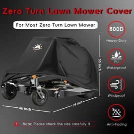 JosMega Zero Turn Lawn Mower Cover | 800D Heavy Duty Oxford | Double Needle Stitching | PU Waterproof | Back Seam Tape | Outdoor Windproof | Adjustable Webbing Buckle | Bottom Elastic Band | (Zero)
