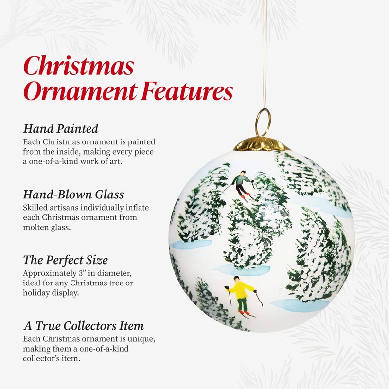 Art Studio Company - Hand Painted Christmas Ornament, Blown Glass,