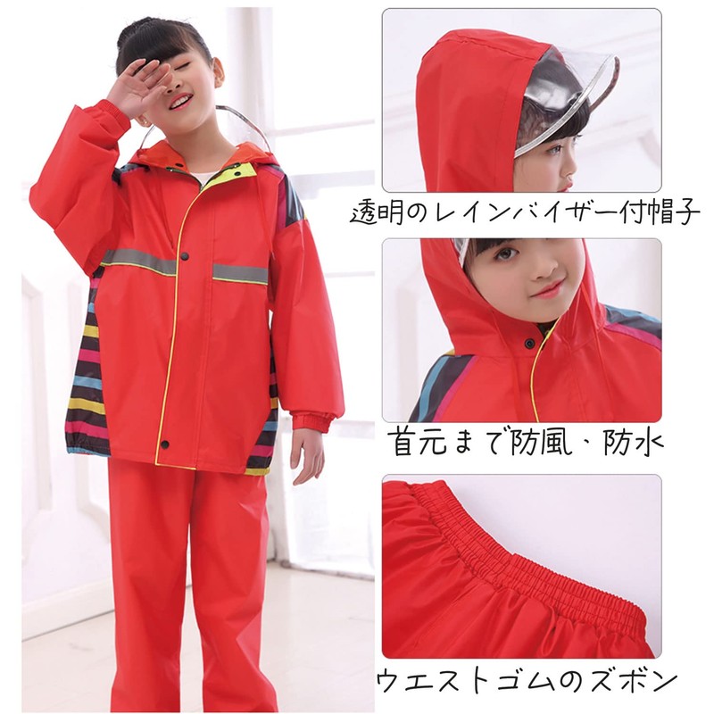 DIAFELIZ Kids Raincoat, Top and Bottom, Rainwear, For Children, blue