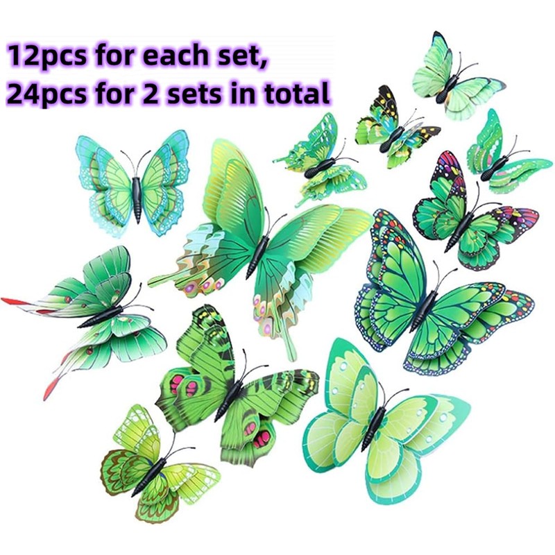 24PCS 3D Butterfly Wall Sticker Decor,3D Butterflies Stickers for Party