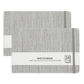 PATIKIL 8.3x5.5" Watercolor Sketchbook, 2Pcs 24 Sheet 300GSM/203lb Watercolor Paper Sketchbooks Acid Free Watercolor Journal Hardcover Artists Paper Pads for Painting, Light Gray