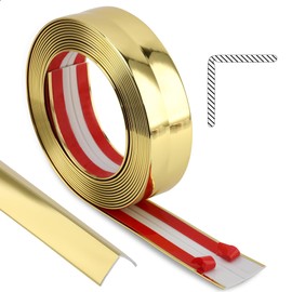Taaizau Peel and Stick Wall Molding Trim, Multifunctional Corner Guards & Caulk Strip Baseboard for Floor, Door Frame Protection (Shiny Gold, 16.4ft x 0.8inch)