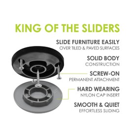 Gorilla Outdoor 2 Inch Furniture Sliders/Screw on Nylon Glide Floor Protectors (Set of 4 Glides) for Carpet and Hard Surface Sliding on Outdoor & Indoor Floors