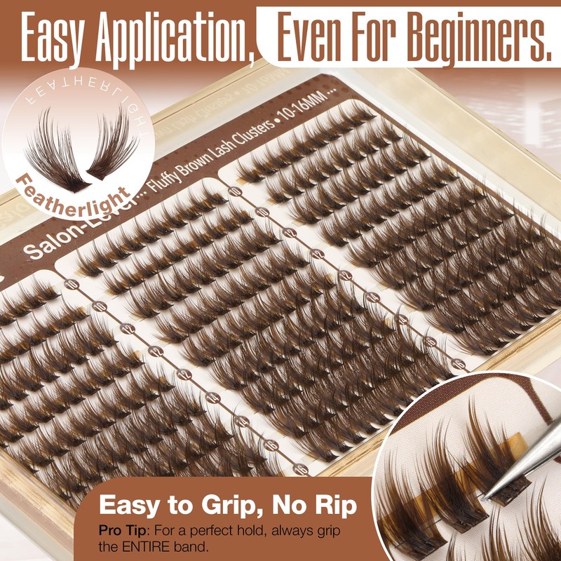 Mavphnee Brown Lash Clusters – Wispy Fluffy Individual Eyelash Extensions