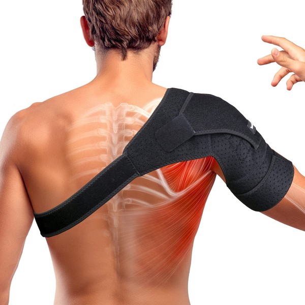 Thx4COPPER Shoulder Brace Adjustable Compression Shoulder Splint for Shoulders Stability Support Shoulder Pain, Shoulder Strap Right, L/XL