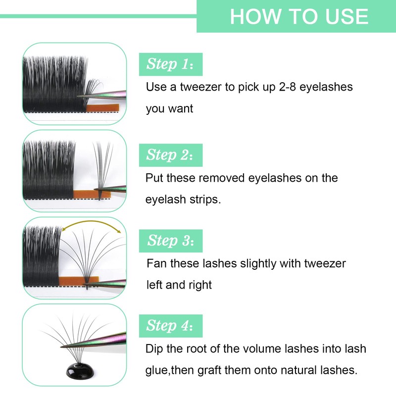 Easy Fan Lashes C-0.03-8 Self-Fanning Eyelashes for Volume Technique C