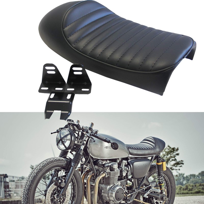 Black Vintage Cafe Racer Hump Seat Retro Saddle For CB