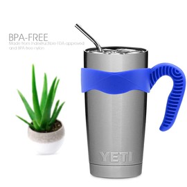 ALIENSX Tumbler Handle for YETI Rambler Cup, Anti Slip Travel Mug Grip Cup Holder for Stainless Steel Tumblers, Yeti, Ozark Trail, Rtic,Sic and More Tumbler Mugs BPA Free (BLUE, 20OZ)