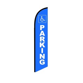 Handicap Parking Blue Feather Flag | 3ft W x 11.5ft H | Durable Super-Knit Polyester | Outdoor Advertising Banner Flag for Promotions
