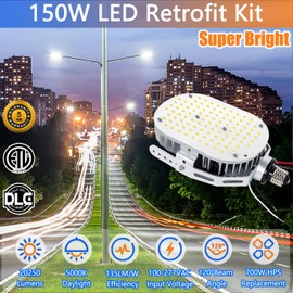 150W Shoebox LED Retrofit Kits, 20250LM 5000K, E39 Mogul Base, LED Retrofit Lights (700W MH/HPS Equivalent), Ideal for Parking Lots, Tennis Courts & Outdoor Street Lighting, ETL DLC Listed (1-Pack)