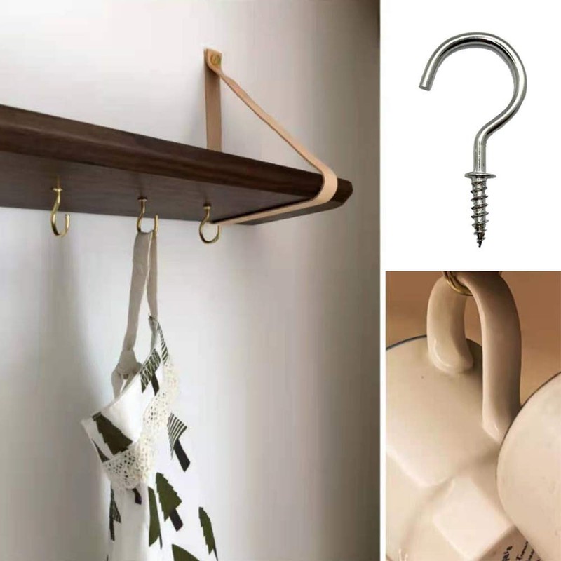 xiaozhenjida 50 Pcs Screw-in Ceiling Hooks Screw Hooks Cup Hooks