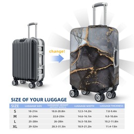 Lukbfall Black Gold Gray Marble Luggage Suitcase Covers Elastic Washable Luggage Protector Travel Suitcase Protective Cover For Kid And Adult, L (Fit 25-28 Inch Luggage)