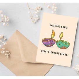 BYANIKA A6 Diwali Card Happy Diwali Deepavali Deepawali | Cute Pun Funny | For Family Best Friend Cousins Colleague Niece Nephew