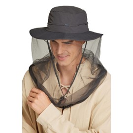 Gionforsy Safari Hat Bug Hat with Netting Sun Protection Fishing Hat Outdoors for Men Women (US, Alpha, One Size, Dark Gray)