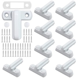 Window Locks, Pack of 10 Window Latches, Burglary Protection, Swivel Latch with Mounting Screws, for Various Doors and Windows and in the Home