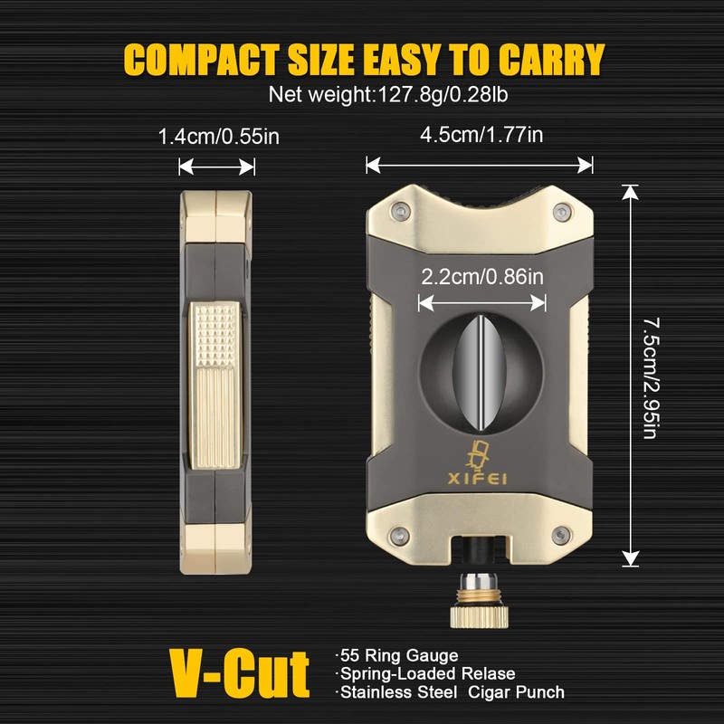 XIFEI Cigar Cutter V-Cut,3 in 1 V Cutter with Cigar