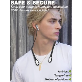 HALLJOY for Galaxy Buds 3 & Galaxy Buds 3 Pro Strap Neckband, Anti-Lost Earbuds Accessories, Support Volume Control, Ergonomic Design, Comfortable Fit, Black Band/White Tip