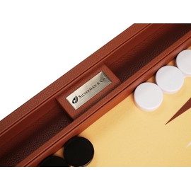 16-inch Premium Backgammon Set - Desert Brown Board - White and Brown Points