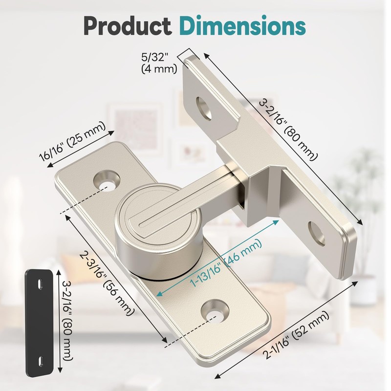 StickNGo Heavy Duty 90 Degree Barn Door Lock, Zinc Alloy