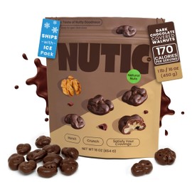 Nutic Dark Chocolate Covered Walnuts - 1 Lb, Premium Roasted Walnuts Drenched in Rich Dark Chocolate, Irresistible Gourmet Treats for Snacks & Gifts, Made in USA - (Pack of 1)