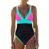 popvil One Piece Swimsuit Women Tummy Control Bathing Suit Neon