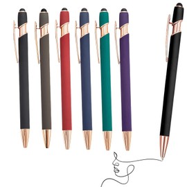 Omeblos 6 Pack Pens,Biro Pens,Black Ballpoint Pens,Stylus Pen,0.5mm with Touchscreen Function for Adults Men Women Business Activities Office Supplies Home Class Students Gifts Everyday Use Design