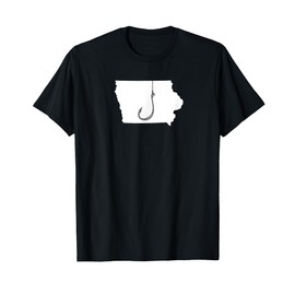 Iowa Fishing T Shirt, Angler State Fisherman Fish Hook T-Shirt