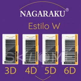 Nagaraku Extensiones De Pestañas 4d W Fibras Tecnológicas Color Negro Espesor 7 Mm Largo 10 Mm Tipo De Curvatura D