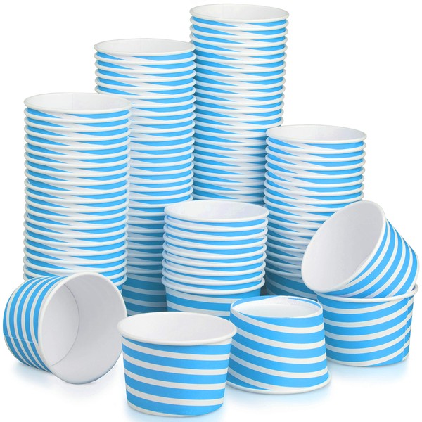 TYPTOP Ice Cream Cups - 100 Pack Ice Cream Sundae Cups, Frozen Yogurt Dessert Cups (Blue)